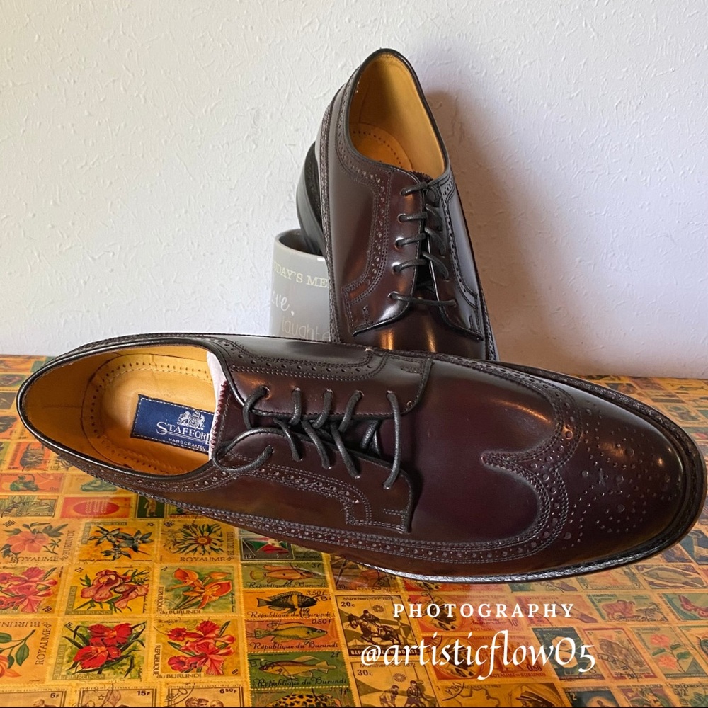 NEW! Stafford Mens Wingtip Oxford Leather Shoes - Picture 7 of 8